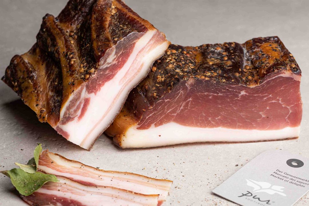 Original Südtiroler Bauernspeck Metzgerei Steiner 0.48kg kaufen I Pur Südtirol®